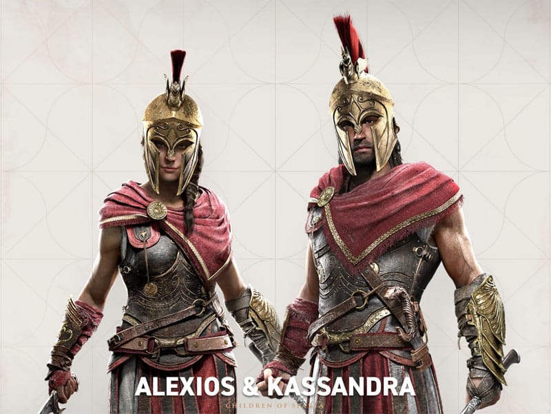 image o two playable characters in Assassin's Creed Odyssey, Alexis and Cassandra